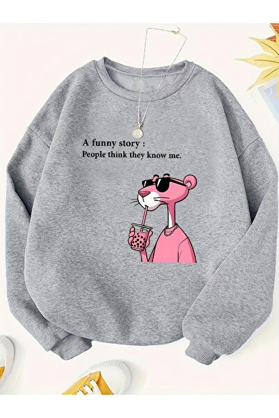 cc collection Hanorac oversize unisex cu imprimeu pantera tricou - Combinație...