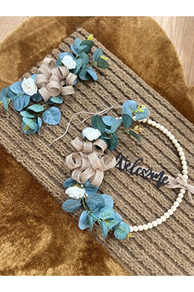 Marrone Okaliptus Takım Kapı Süsü Paspas Seti