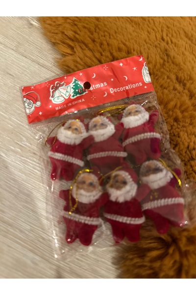 Marrone Santa Claus 6 Pieces 5 cm Christmas Ornaments