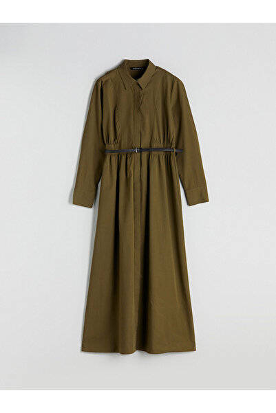 LC Waikiki Beli Kemerli Poplin Gömlek Elbise
