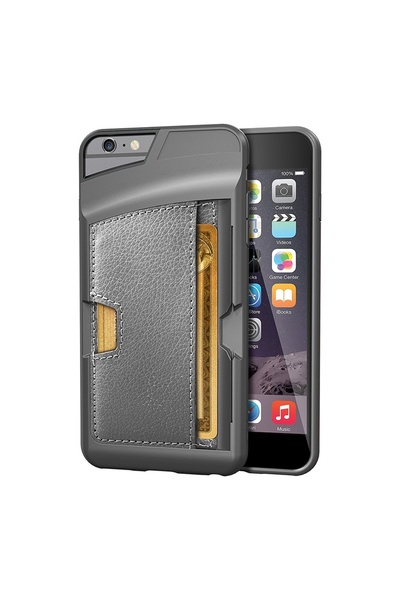 Atlas Husa APPLE iPhone 6\6S - Slot Card Piele (Gri)