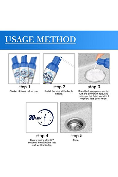 AZONEE Drain Cleaner Foam - Powerful Sink & Drain Cleaner, Deodorizer, 2-Pack