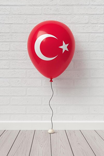 Balonsan بالون علم أحمر مطبوع عليه نجمة القمر، عبوة من 25 قطعة