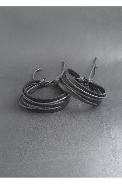BSN Store 2 Pcs Leather Bracelet Multilayer Handmade Real Leather Bracelet
