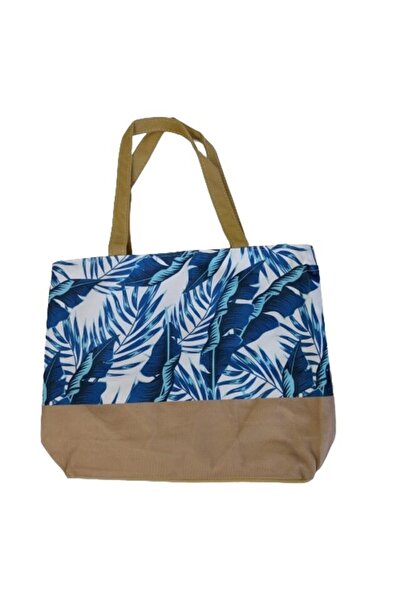 OEM Geanta dama de umar, pentru plaja, maro/albastru, 42 x 33 cm