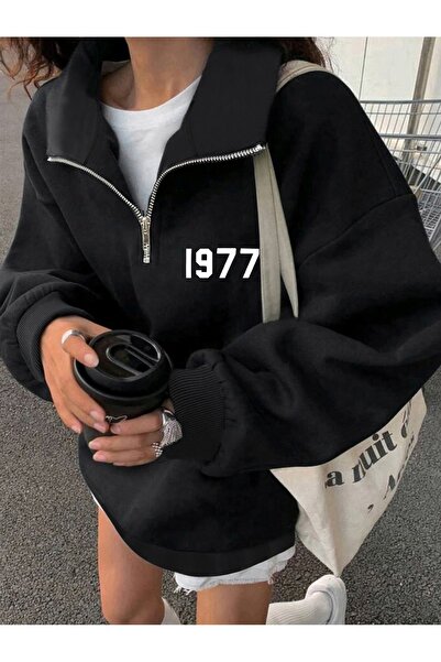 cc collection Hanorac cu guler înalt și jumătate de fermoar, imprimat, pentru...