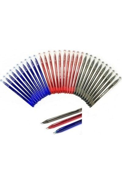 Genel Markalar 30 Adetlik Büro Tükenmez Kalem Seti - Mavi, Kırmızı, Siyah Ren...