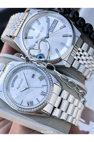 Ferrucci Dear Watch, Silver Color Dial Functions Active, Steel Band Bracelet Gift