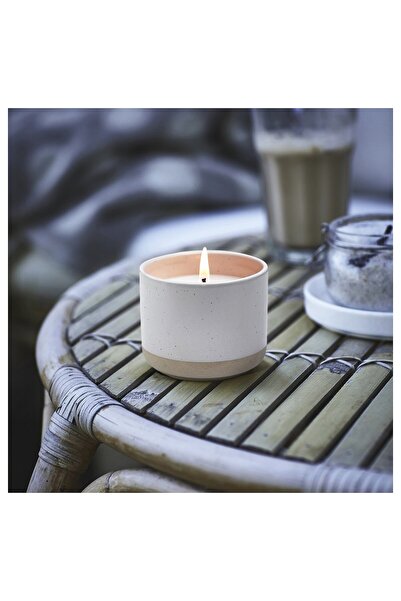 IKEA JÄMLIK Scented Candle in Ceramic Jar, Vanilla/White, 25 hr