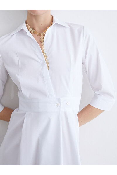 LC Waikiki Poplin Belden Oturtmalı Gömlek Elbise