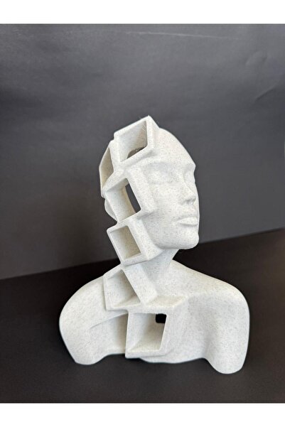 TODEKORA Modern Dekoratif Büst Heykel ,Geometrik Sanatsal Yüz Tasarımı ,Masaü...