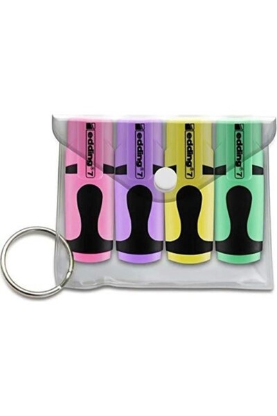 Edding 7 Mini Highlighter Pen Set of 4 Pastel Assorted