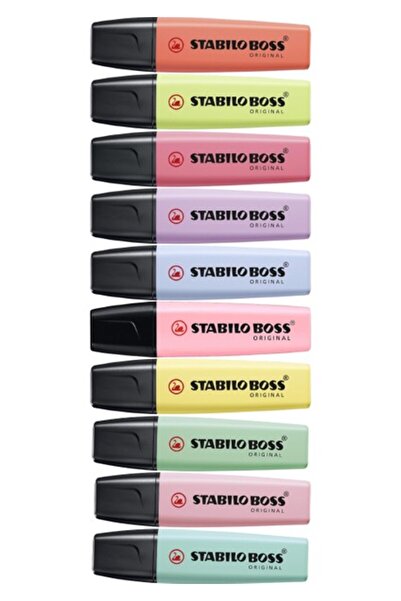 Stabilo Boss Original 10'lu Pastel Renk Fosforlu Kalem Seti - Kompakt Boyut, Çift Uçlu Tasarım