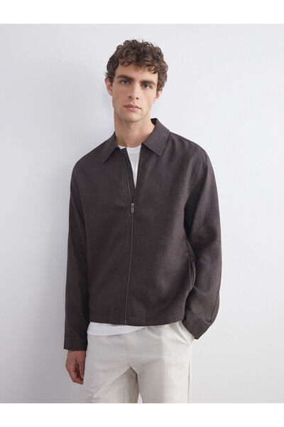 LC Waikiki Brown Standard Fit Shirt Collar Men's Coat