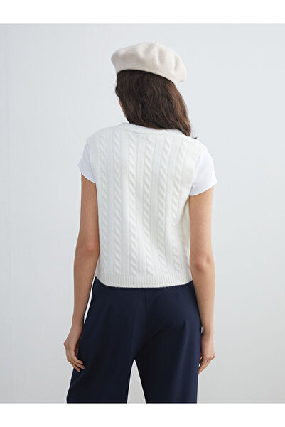 LC Waikiki Sparkling Selections from Shining Store |   V-Neck Self-Patterned Women's Knitwear Sweater