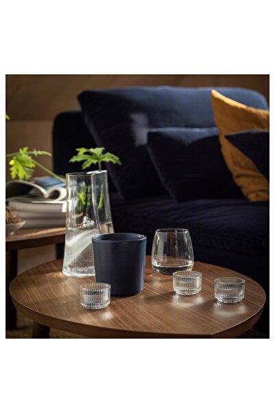 IKEA FRUKTSKOG Scented tealight, Vetiver & geranium/black-turquoise, 3.5 hr