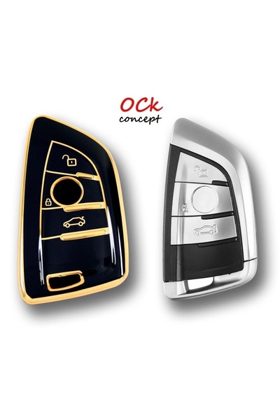 ock concept حافظة مفاتيح السيارة ذات 4 أزرار باللون الأسود لسلسلة BMW G