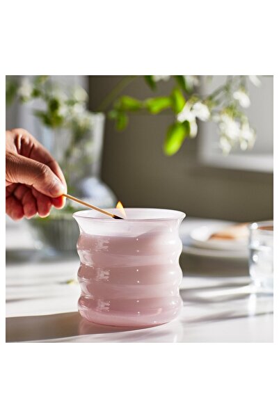 IKEA LUGNARE Scented candle in glass, Jasmine/pink, 50 hr