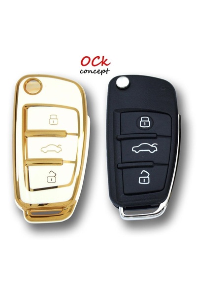 ock concept حافظة مفاتيح السيارة ذات 3 أزرار باللون الأبيض من أودي سوستالا مع...