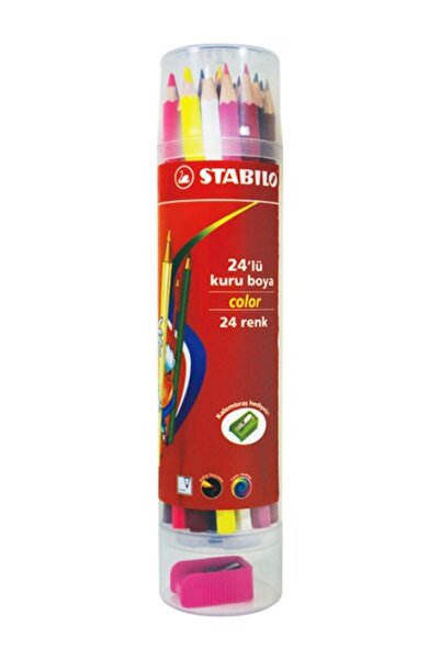 Stabilo Color Kuru Boya 24 Renk Plastik Tüp Kalemtıraş Hediyeli