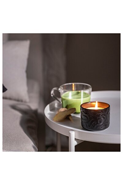 IKEA SÖTRÖNN Scented candle in ceramic jar, matcha tea & ginger/black, 25 hr