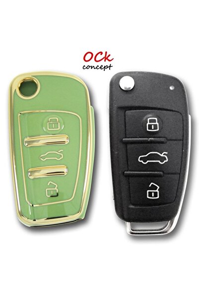 ock concept حافظة مفاتيح سيارة أودي سوستالا 3 أزرار خضراء اللون، سلسلة مفاتيح...