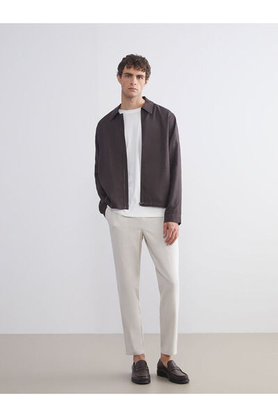 LC Waikiki Brown Standard Fit Shirt Collar Men's Coat