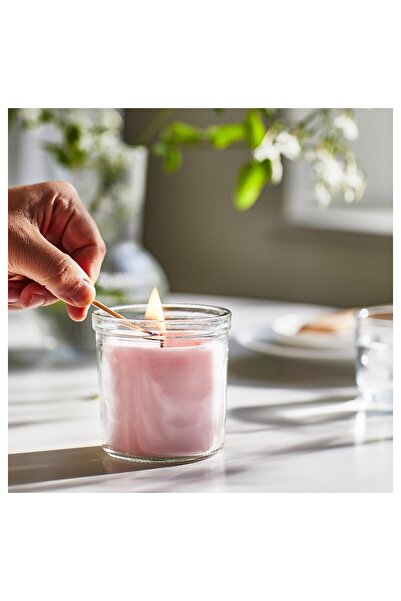 IKEA LUGNARE Scented candle in glass, Jasmine/pink, 40 hr
