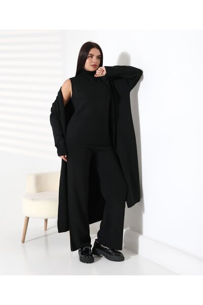 REDMİNA fashion Turtleneck Noble Triple Knitwear Set