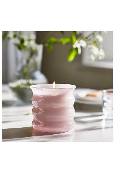 IKEA LUGNARE Scented candle in glass, Jasmine/pink, 50 hr