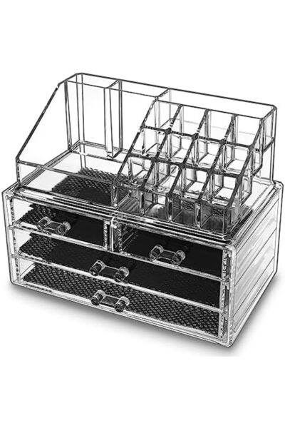 Generic Acrylic Makeup Organizers and Storage with 4 Drawers, Clear Stackable Cosmetic Jewelry Acces