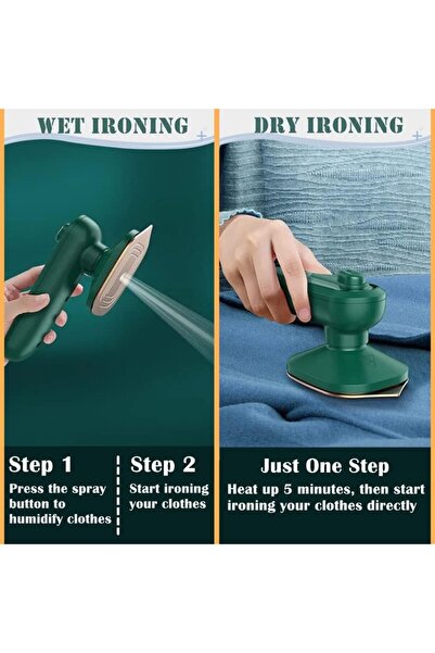 Generic Portable Mini Iron, Travel Iron Water Spray Dry-wet Double Use for Clothes with 60ml Water Tank Fold