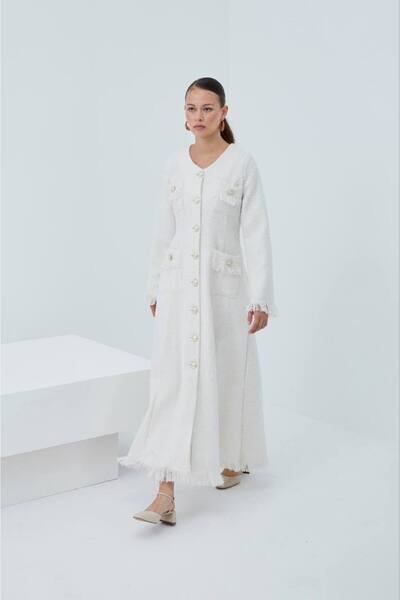 LEYLA STORE Button Detailed Tweed Dress
