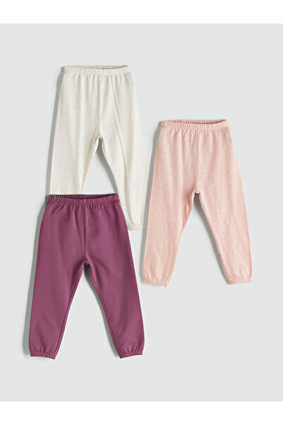 LC Waikiki New Season Elastic Waist Basic Baby Girl Pajama Bottoms 3-Piece Set