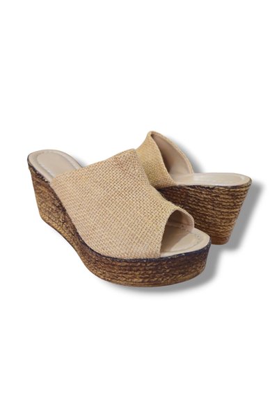 BARONES SHOES Straw Wedge Heeled Sandals