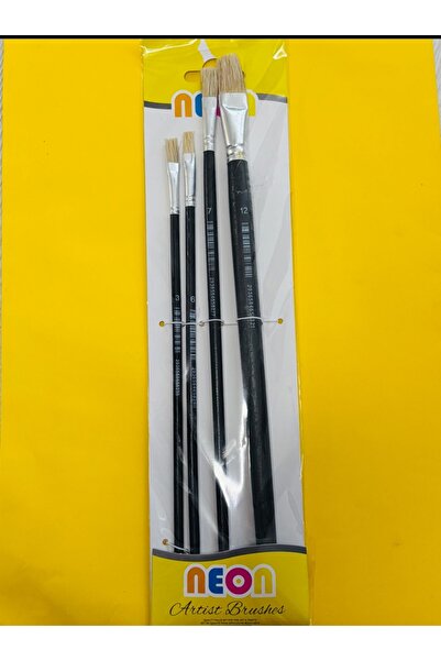 Neon Yağlı boya fırça seti ,sert kıllı uzun sap.3,6,7,12 numara