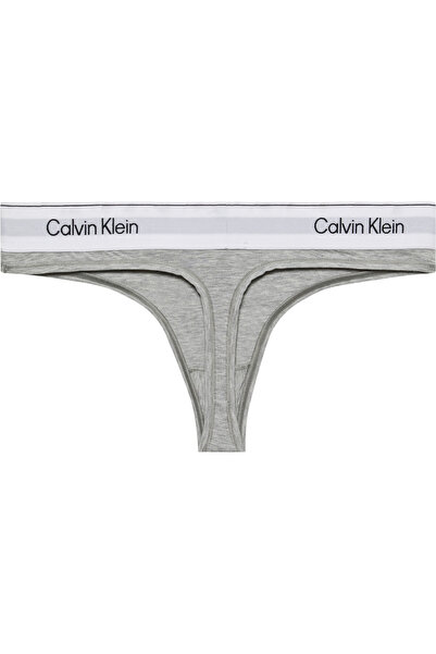 Calvin Klein Kadın Marka Logolu Beyaz Elastik Bantlı Gri Külot LV00QF8518 P7A