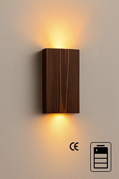 Home Dekoratif Pilli Duvar Lambası (Ceviz-Amber)