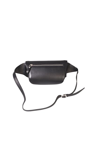 DERİJE Hakiki Deri Siyah Capitone Baskılı Unisex Bel Çantası (T255)