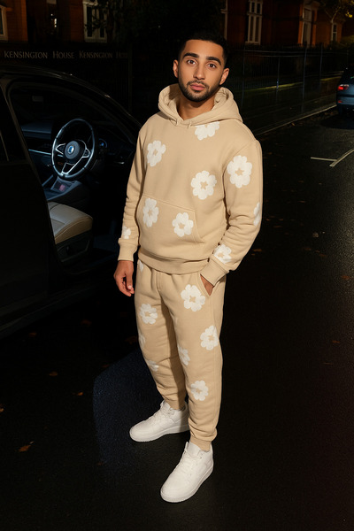 CLASSY.MODA Unisex Oversize 3 Thread Tracksuit Set 🌸 ⚡   Floral Print Hoodie and Sweatpants Casual Streetwear Style