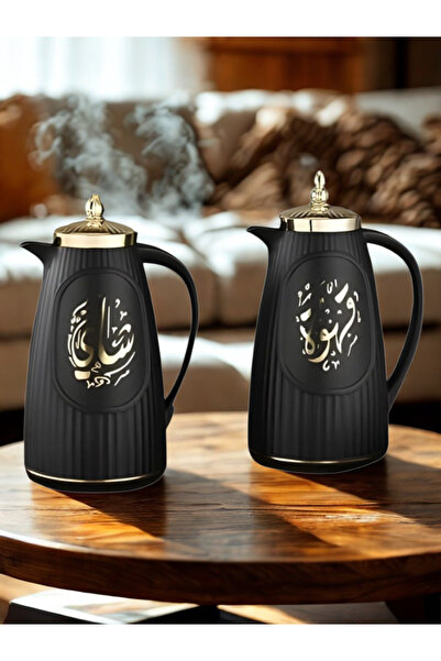 Generic 1L + 1L Royal Black Gold Thermos Set