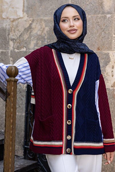 Hazamoda سترة تي دبليو إس مكافئة باللون الأحمر الداكن