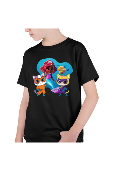 OEM Tricou Copii Baieti Super Pisicute Ghem Sclipi Ariel Mica Sirena
