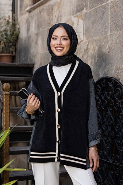 Hazamoda سترة أزور مكافئة باللون الأسود