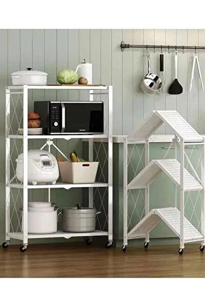 AGD Foldable Multi-Function Storage Shelf, 4 Layers, White