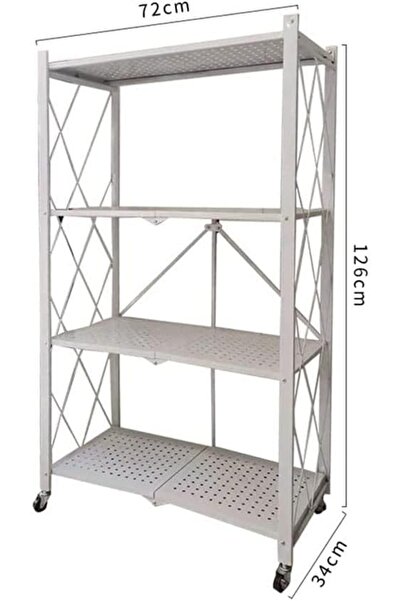 AGD Foldable Multi-Function Storage Shelf, 4 Layers, White