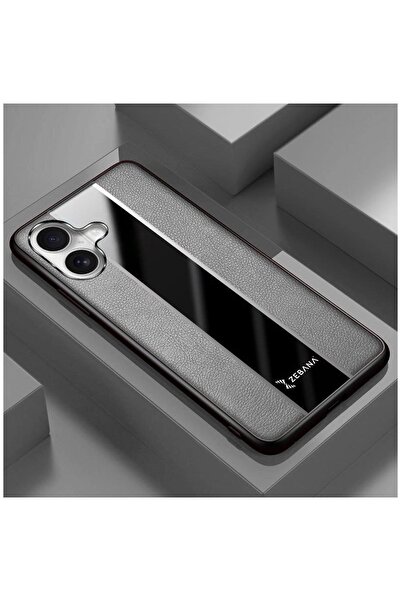 Zebana Apple iPhone 17 Compatible Case Premium Leather Case Gray