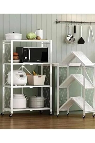 AGD Foldable Multi-Function Storage Shelf, 4 Layers, White