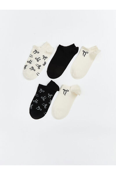 LC Waikiki Sparkling Choices Bow Embroidered Women's Sneaker Socks 5-Pack fro...