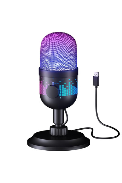 Velixo Microfon USB AK1, RGB, cardioid, reducere a zgomotului, pentru streami...